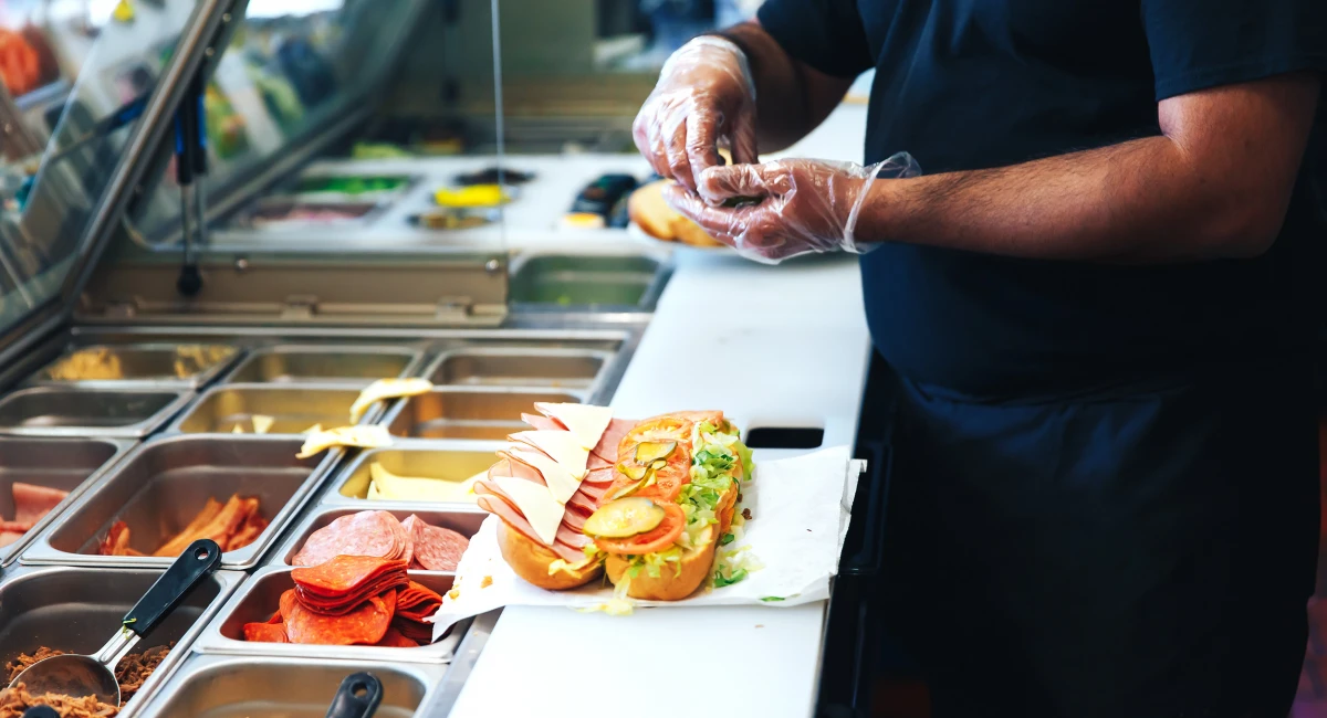 The kitchen of a fast food restaurant