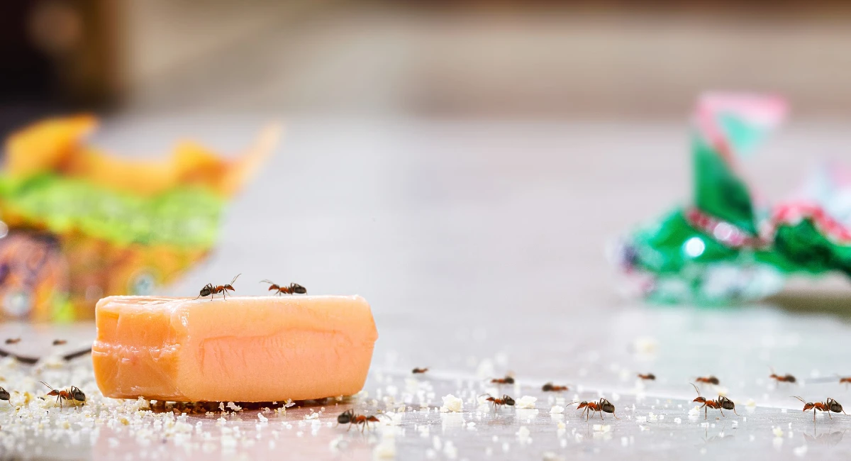ants on candy on floor