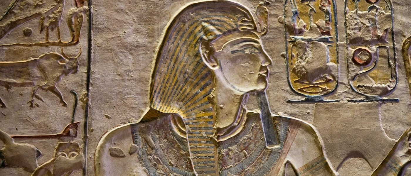 Ancient Egyptian art featuring a pharaoh