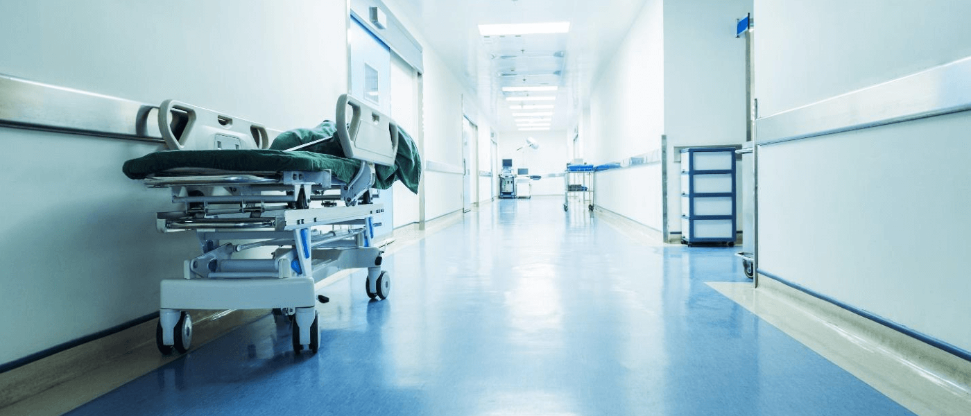 An empty hospital hallway