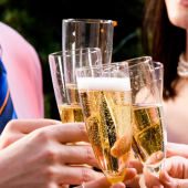 Friends toasting champagne on New Years Eve