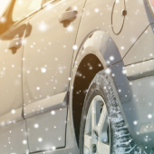 Image of a vehicle outside on a snowy New England day