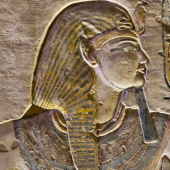 Ancient Egyptian art featuring a pharaoh