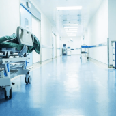 An empty hospital hallway