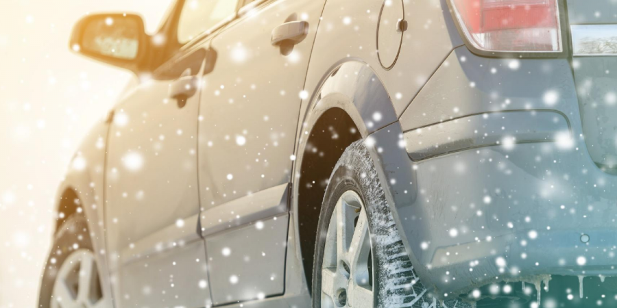 Image of a vehicle outside on a snowy New England day