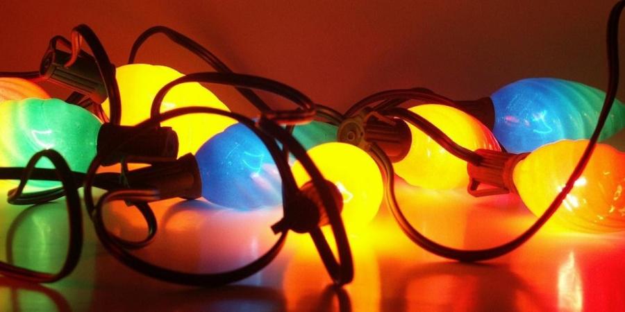 A string of colorful holiday lights